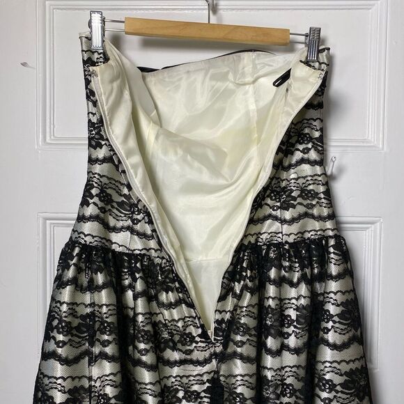 GUNNE SAX Jessica McClintock Strapless Floral Lace Overlay Prom Dress Sz 9 - Picture 9 of 13